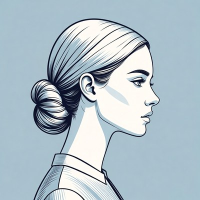 Woman with bun hairstyle profile