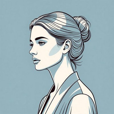 Woman with bun hairstyle profile