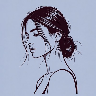 Profile of woman with messy bun