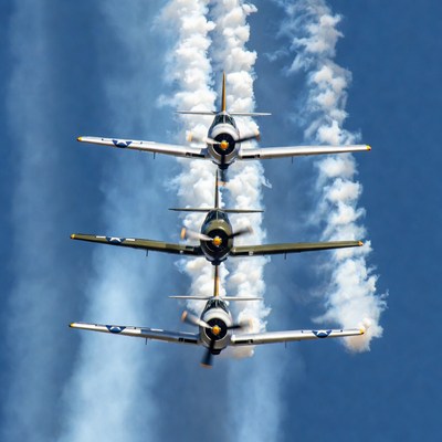 P-51 Mustangs Flying in Formation