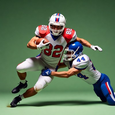 Football Players Tackling with Ball