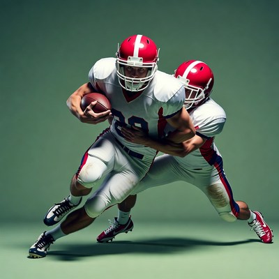 Football Players Tackling with Ball