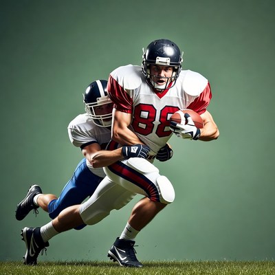 Football Player Tackled by Defender