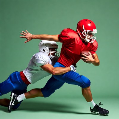 Football Player Tackled by Defender