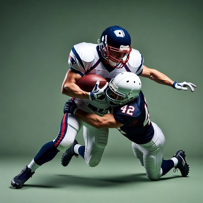 Football Players Tackling for Ball