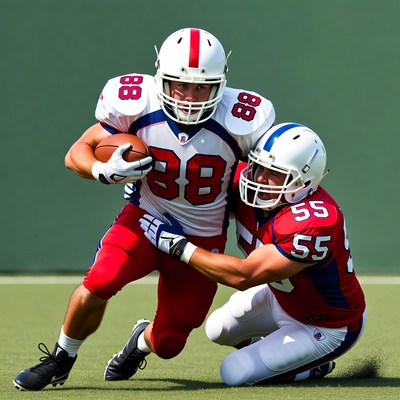 Football Player Tackled by Defender
