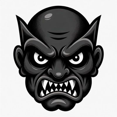 Angry Demon Head Illustration