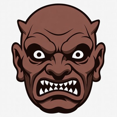 Angry Cartoon Demon Head