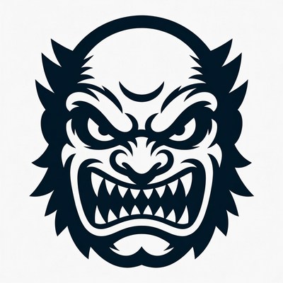 Angry snarling demon face illustration