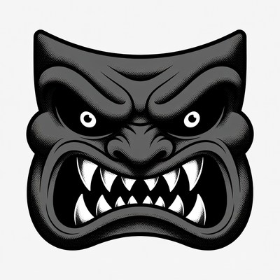 Angry Oni Demon Mask Illustration