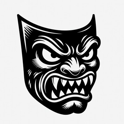 Angry Tiki Mask Illustration