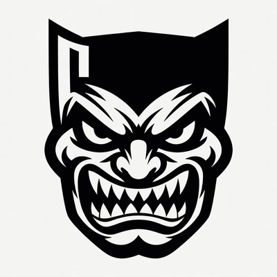 Fierce snarling panther head illustration