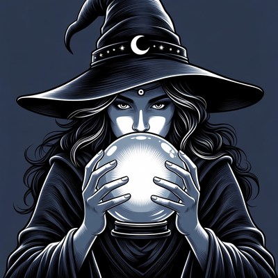 Woman holding glowing crystal ball