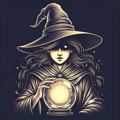Witch holding glowing crystal ball