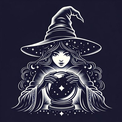 Witch holding glowing crystal ball