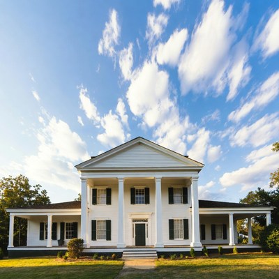 White Antebellum Mansion with Columns
