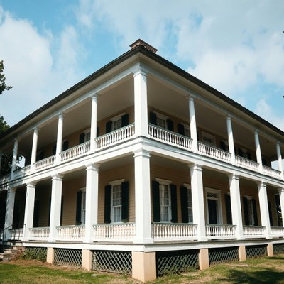 White Columned Antebellum Mansion Exterior