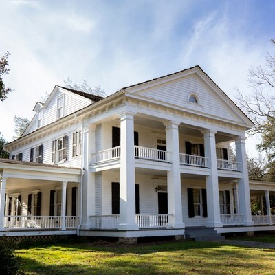 White Antebellum Mansion with Columns