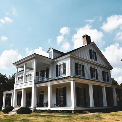 White Southern Colonial Mansion House