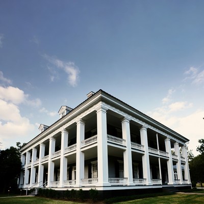 White Antebellum Mansion with Columns