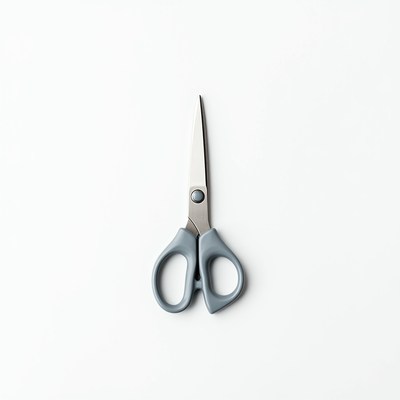 Gray scissors on white background