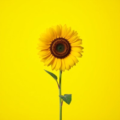 Sunflower on yellow background
