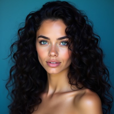 Beautiful woman with curly black hair
