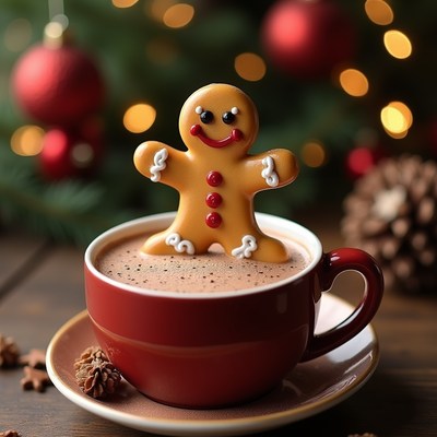 Gingerbread Man on Hot Chocolate