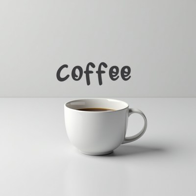 White coffee mug with text