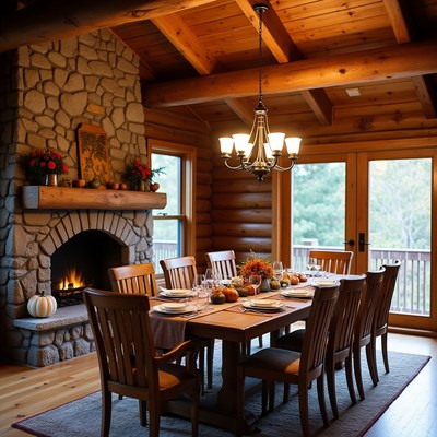 Cozy Log Cabin Dining Room