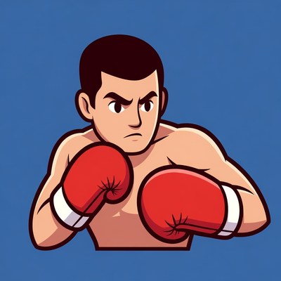 Cartoon boxer with red gloves