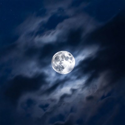 Full Moon in Night Clouds