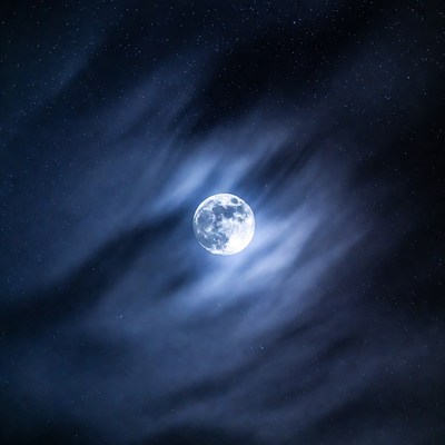 Full Moon Behind Clouds