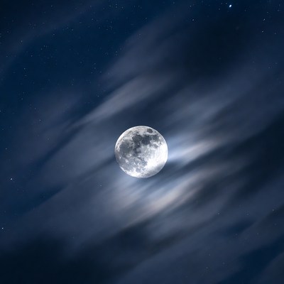 Full Moon in Starry Night Sky