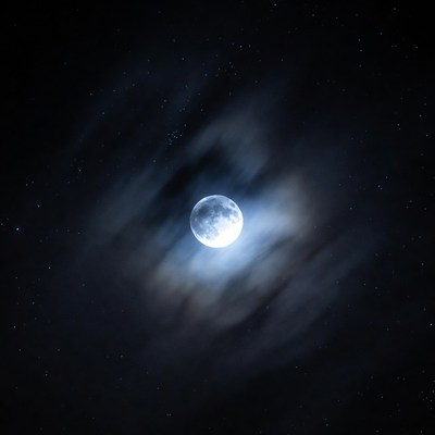 Full Moon in Night Clouds
