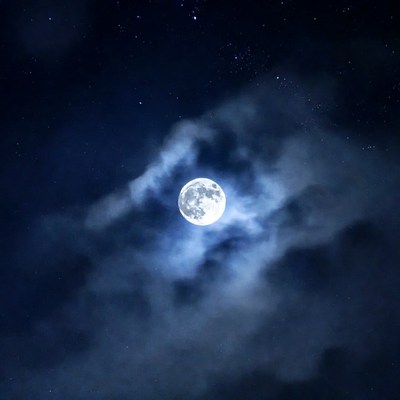 Full Moon in Night Clouds