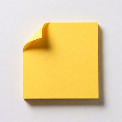 Yellow sticky note on white background