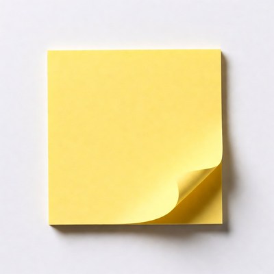 Yellow sticky note on white background