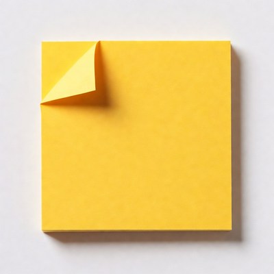 Yellow sticky note with peeled corner