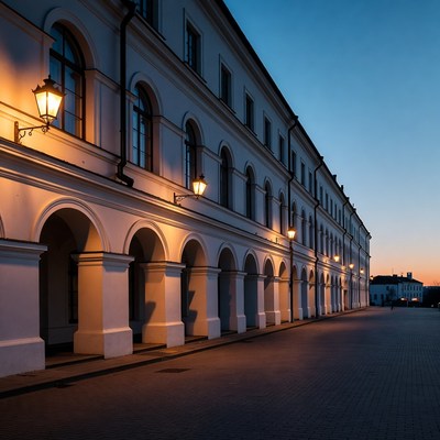 White Arched Building at Dusk
