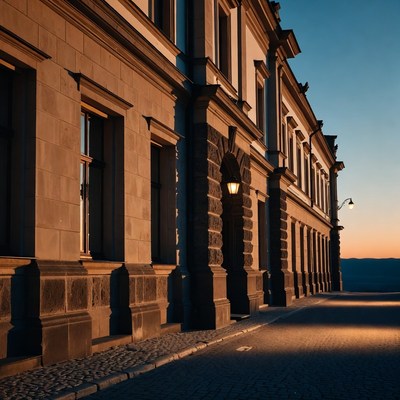 Historic Building at Sunset