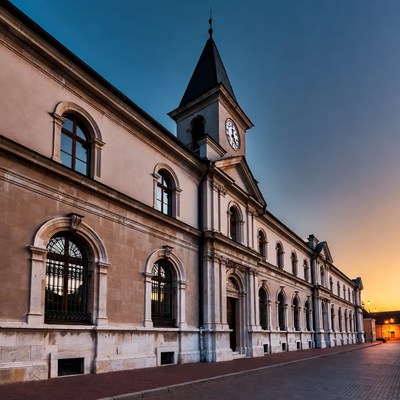 Historic Clock Tower Building at Sunset