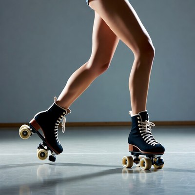 Woman roller skating on skates
