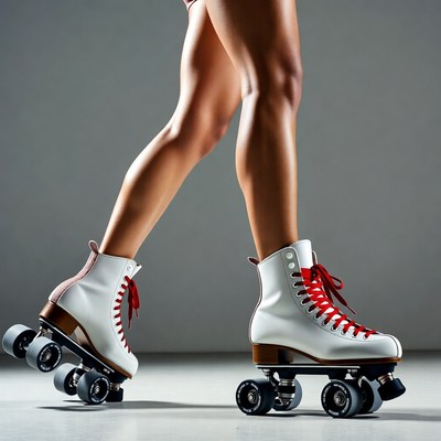 Woman roller skating in white skates
