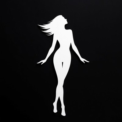 Silhouette of nude woman with flowing hair