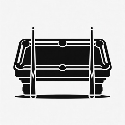 Pool table with cues silhouette