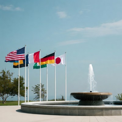 International Flags by Fountain