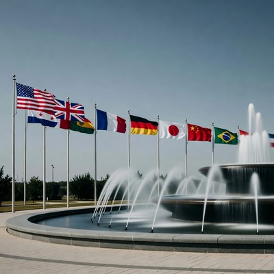 International Flags at Fountain