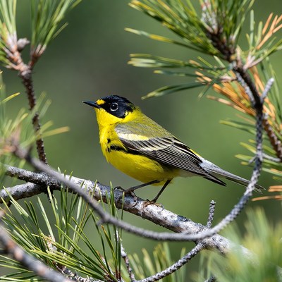 Yellow-throated Warbler on Pine Branch