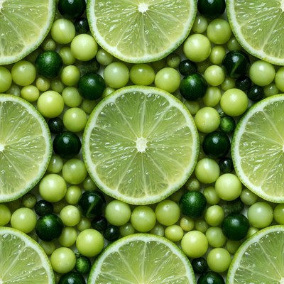 Lime Slices with Green Candy Pattern